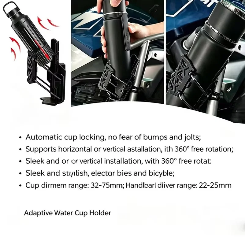 Motorcycle Water Bottle Holder 360° Rotatable For VESPA Piaggio GTS GTV LX LXV LT PX PRIMAVERA 125 150  Anti-Shake Cup Mount