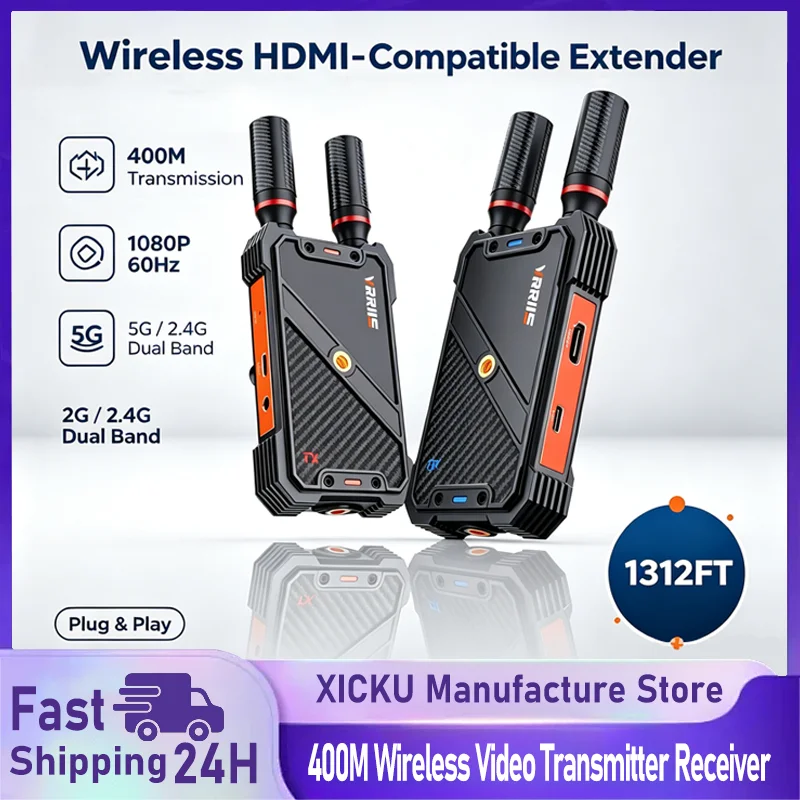 

5G/2.4G Wireless HDMI-Compatible Transmitter Receiver 1312FT Extender Plug&Play 4K Video Loopout Audio Port Laptop PC TV Monitor