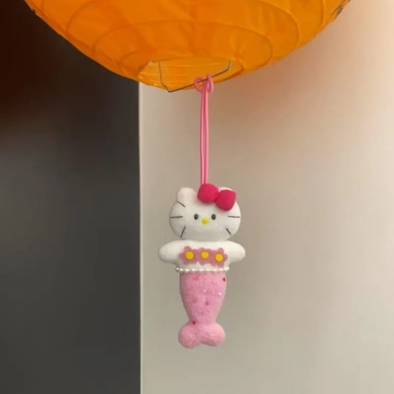Kawaii 헬로 키티 Sanrio 플러시 장난감 귀여운 인어 시리즈 플러시 인형 배낭 펜던트 키 체인 소녀 휴일 생일 선물