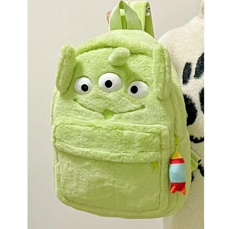 Disney-Mochila engraçada 3D urso de morango, linda mochila de pelúcia, nova, outono e inverno, 2024