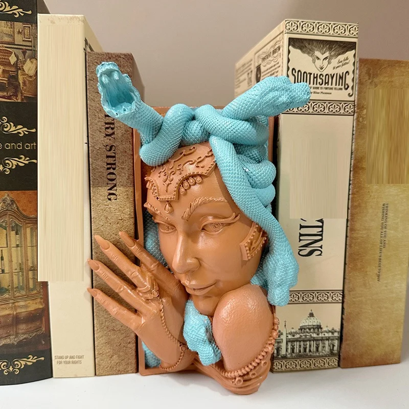 Imagem -04 - Medushead-heavy Duty Livro Nook Stopper Único Snake Mulheres Face Livro Termina Home Office Desk Bookends Decorativos