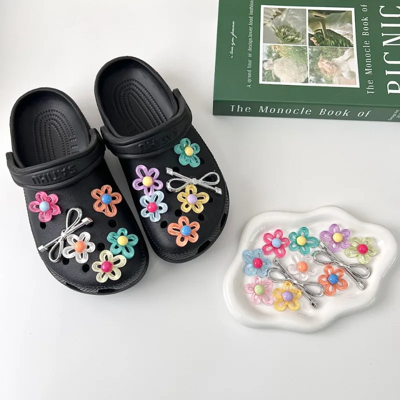 12Pcs Shoes Charms Removable Colorful Jelly Flower Bow Shoes Accessories for Girls Women Summer Shoes DIY Gifts image 3