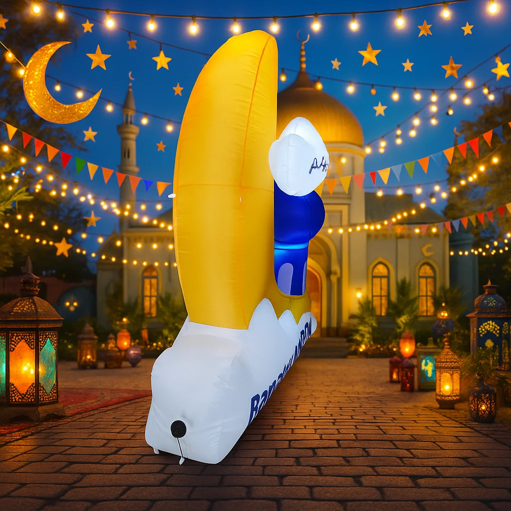  1,8 M/5,9 FT Aufblasbare Spielzeug Muslimischen Eid DIY Dekoration Urlaub Ramadan Festival Mond Dekor Garten Hof LED Licht ornament Geschenk