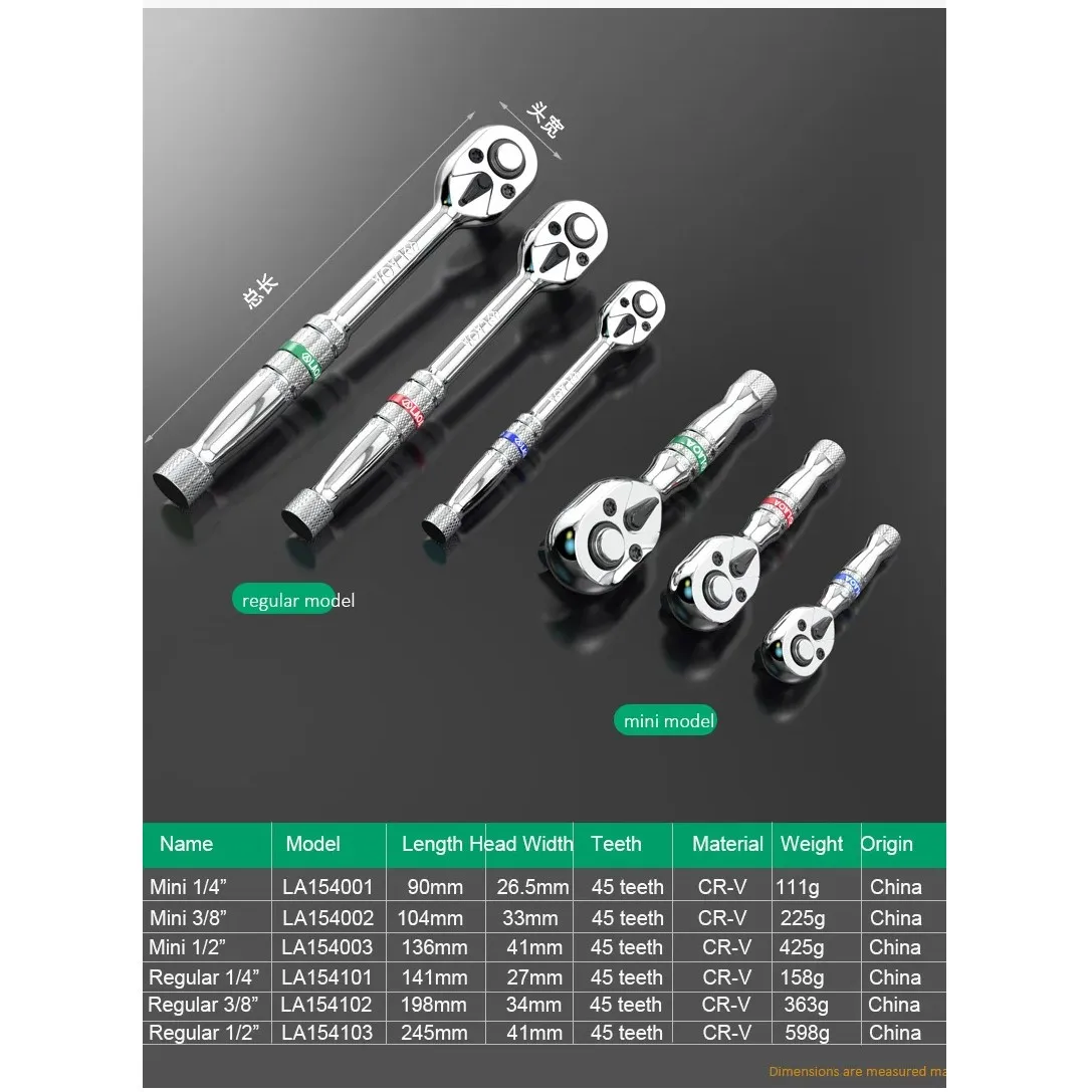 LAOA 2-in-1 Mini Dual Head Stubby Ratchet Wrench 1/4 3/8 1/2 inch Drive Finger Ratchet Spanner Screwdriver Bits Repair Hand Tool