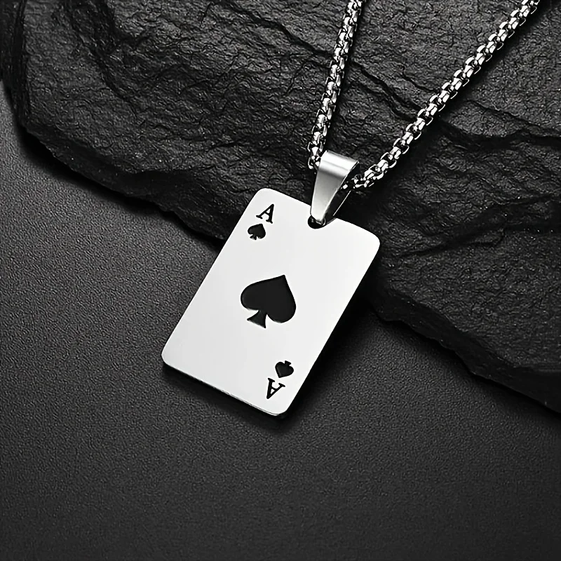 A Playing Card Heart And Spade A Love Pendant Trendy Men And Women Necklace Long Sweater Chain Couple Additions
