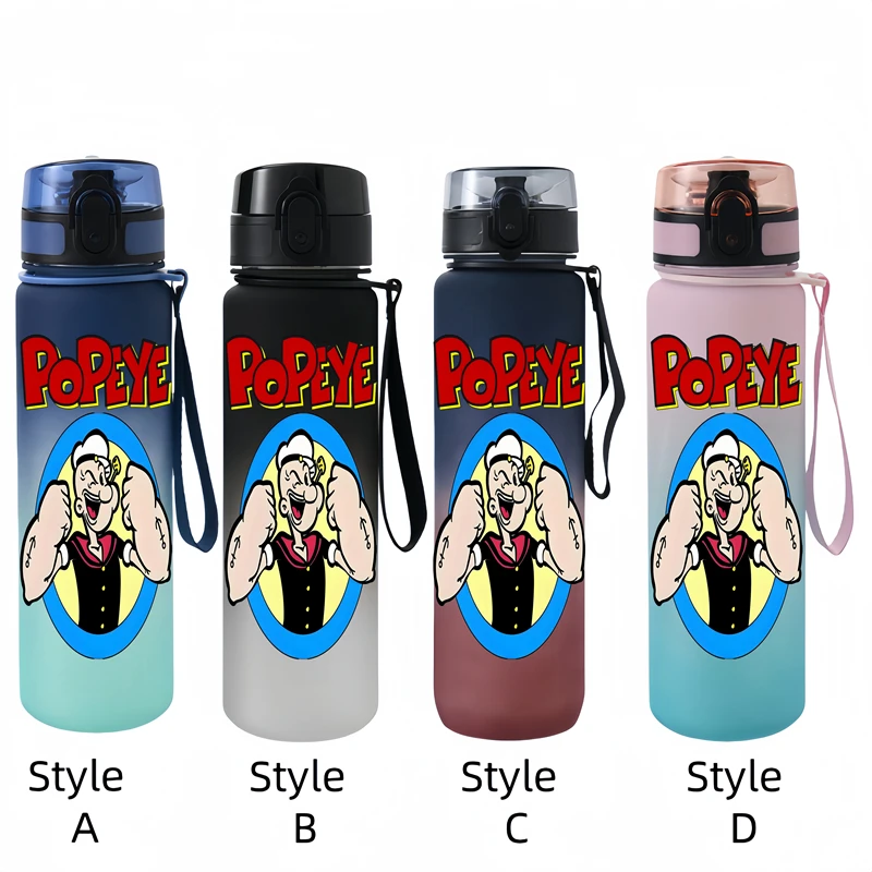 650ML Popeye The Sailor  Anime Characters Water Cup Portable Children's  Outdoor Large Capacity Plastic Antidrip Water Bottle