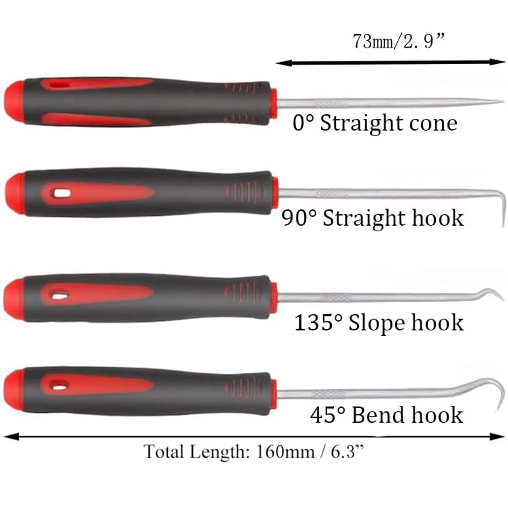 4pcs 160mm Auto Car Oil Seal Screwdrivers Set Hose Removal Hook Set O-Ring Seal Gasket Puller Remover Pick Hooks Repair Tools
