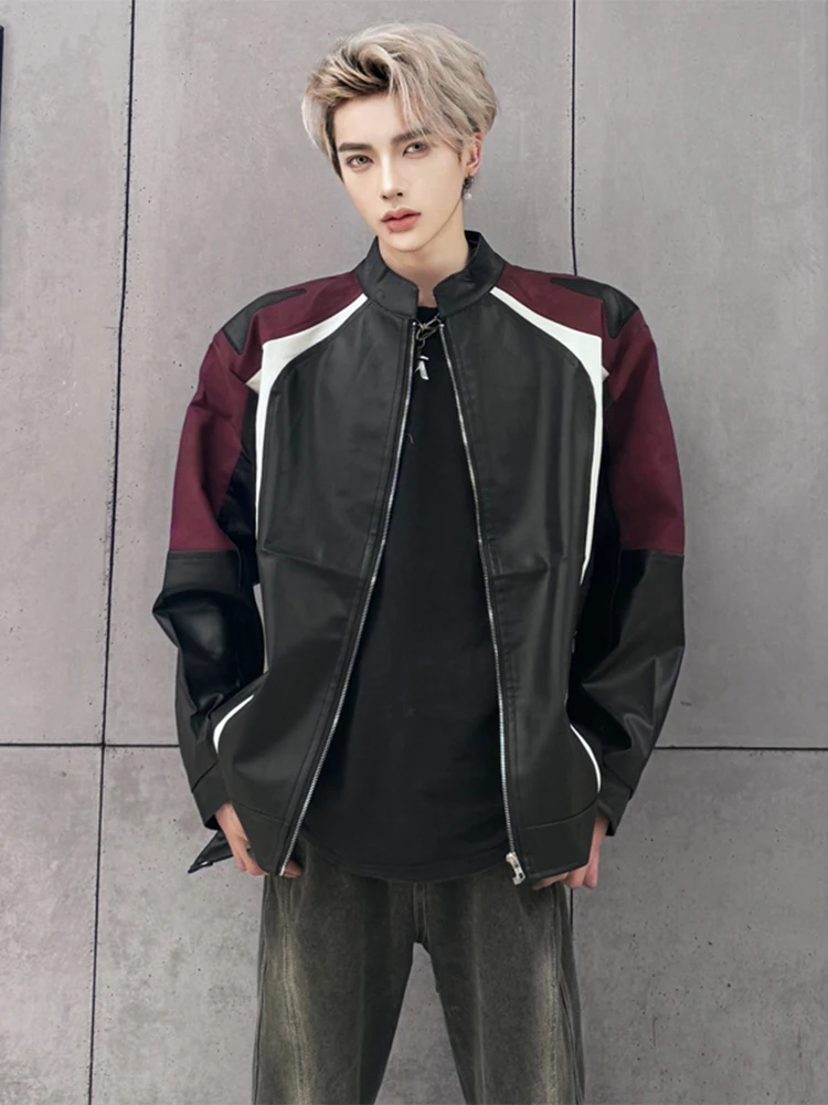 

American Sle Pilot Jaet Men's ort Padded oulder Leather Coat Haome Stand Collar Motorcycle Clothes Youth Faion