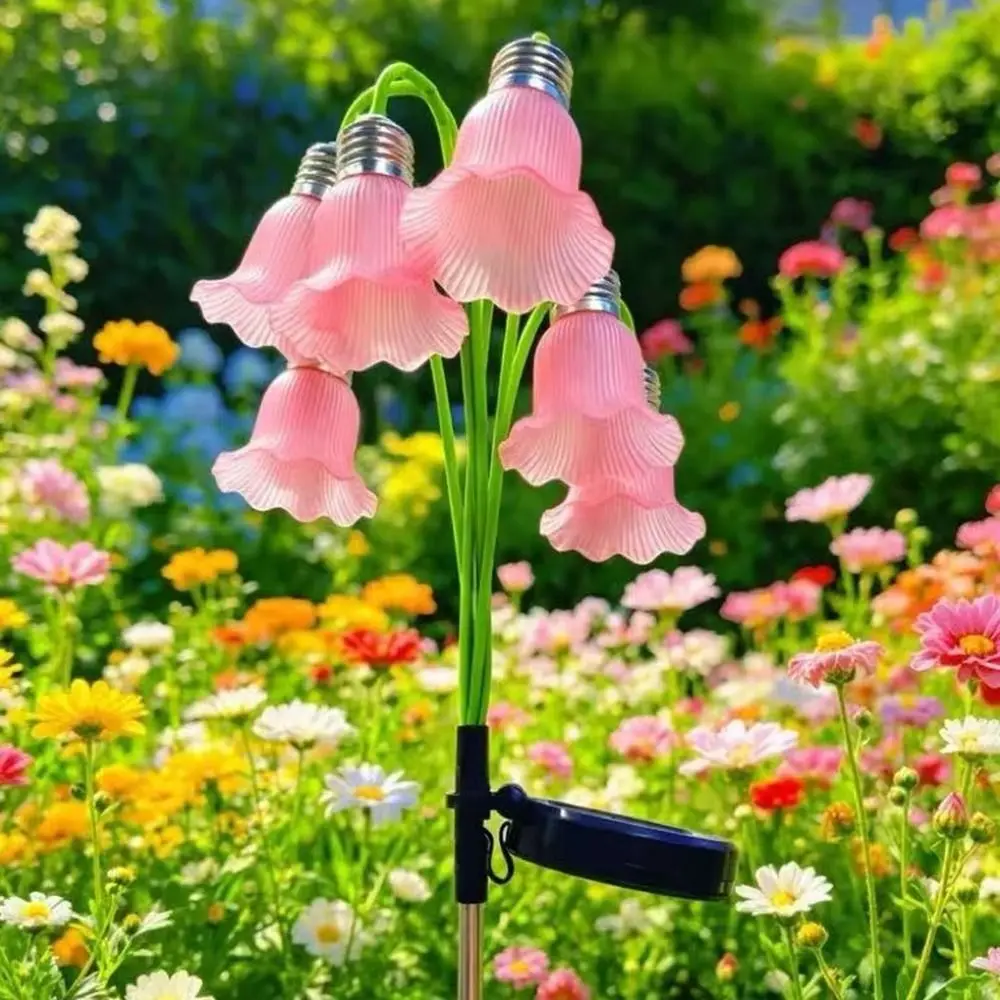 Lily of the Valley Solar Garden Light Waterproof LED Simulated Lawn Decoration Light Solar Powered Rose Flower Design