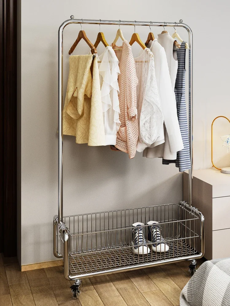 Floor standing clothes hanger, bedroom hanging  hanger, movable with wheels, hanger, simple  hat rack