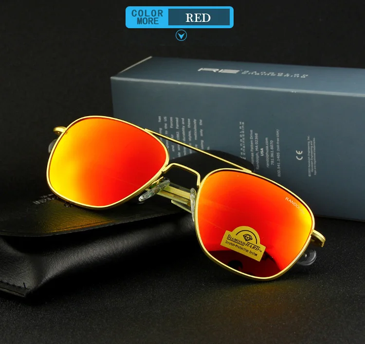 RE Sonnenbrille Mann Amerikanische Armee Militär Luftfahrt Pilot Sonnenbrille Frau Luxus Marke Vintage Metall Titan Rahmen Glas Objektiv – Detail 37