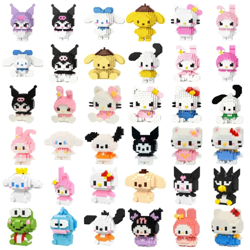 

Sanrio Hello Kitty Kuromi My Melody Cinnamoroll Building Blocks Cartoon Figures Bricks Children's Assembly Toys Model Gift