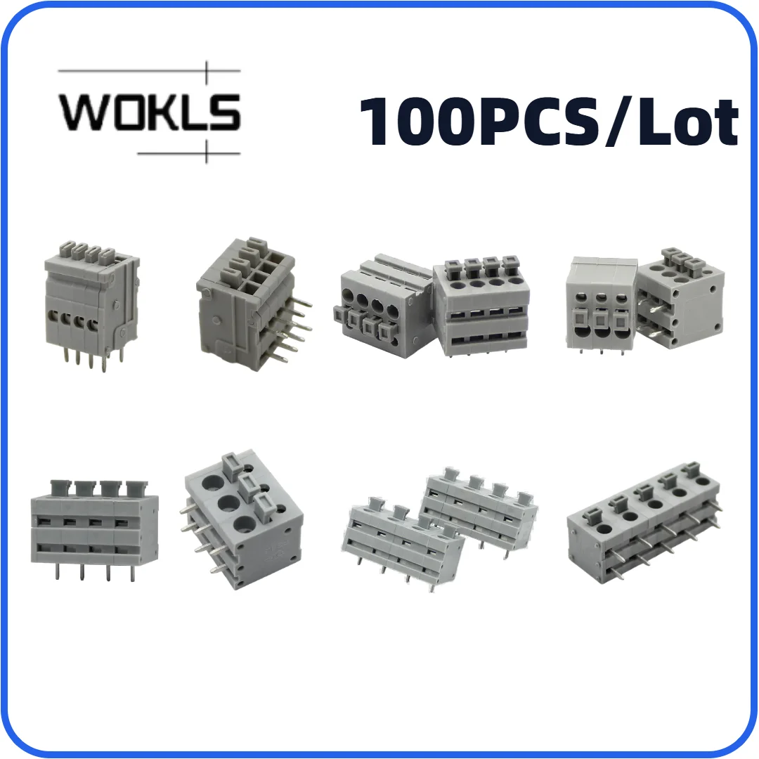 100pcs DG240W/DG211V/DG211R PCB Spring Terminal Block Screwless Push-in  Connector 2.54/3.5/5.0mm Pitch Quick Wiring Terminal
