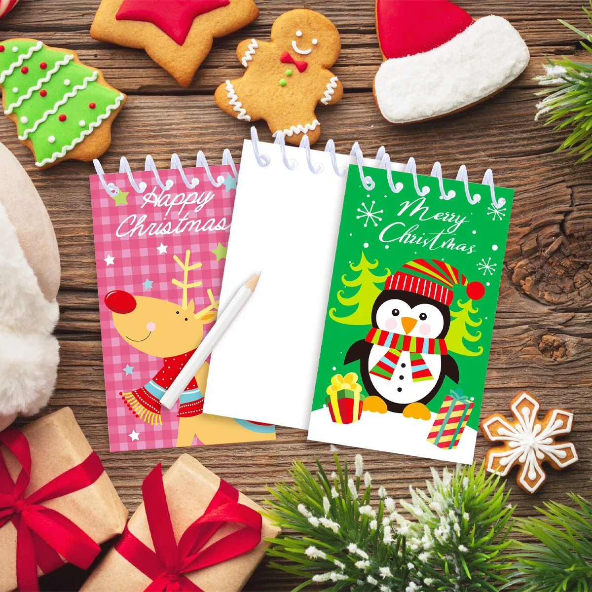 Christmas Santa Claus Coil Notebook Navidad Natal Noel Snowman Notepad Merry Christmas Decorations For Home 2024 New Year 2025