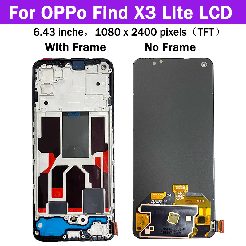 6.43 "nouveau AMOLED pour Oppo Find X3 Lite cadre d'écran d'affichage LCD + numériseur d'écran tactile pour trouver X3Lite affichage cadre CPH2145