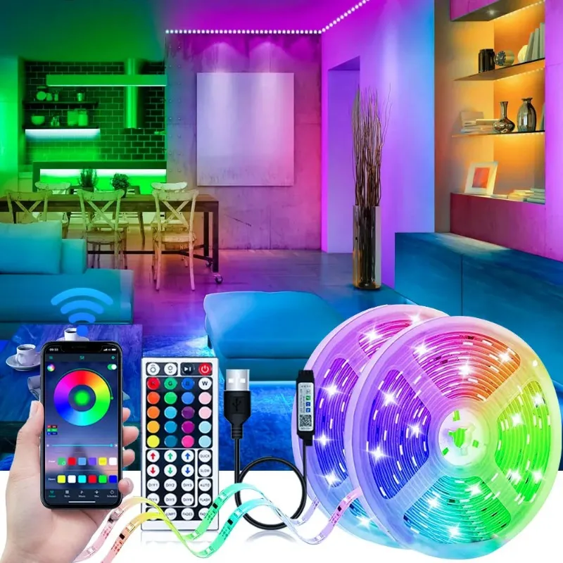 

Светодиодная лента, RGB, Bluetooth, управление через приложение, изменение цвета, USB, 5 В