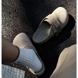 Fashion Women's Suede Mules Slippers Men Clogs Cork Insole Sandals with Arch Support Outdoor Beach Slides Home Shoe Plus Size 43