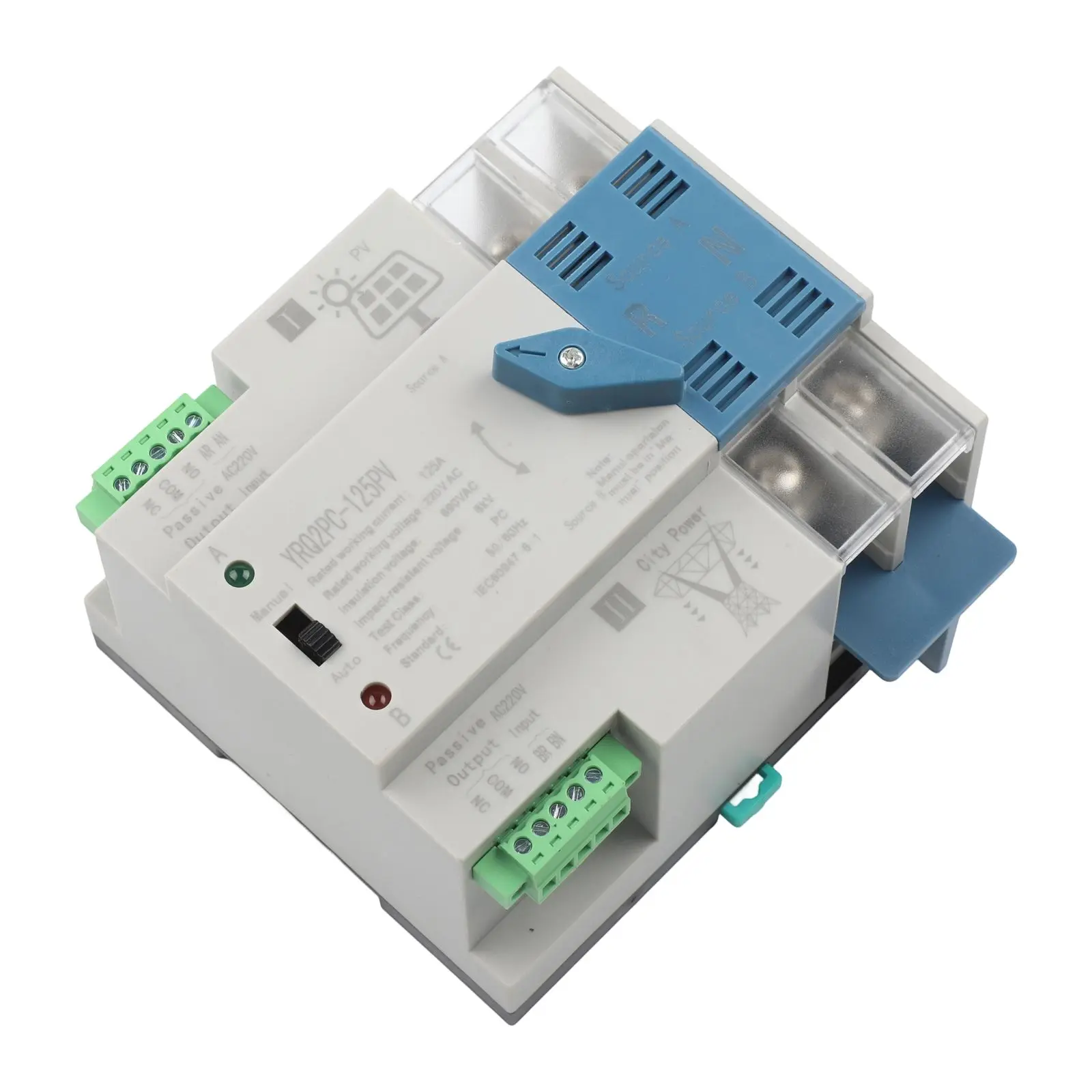 Transfer Switch Dual Power Automatic Transfer Switch for Solar and PV Systems 2P 125A Generator Changeover Switch