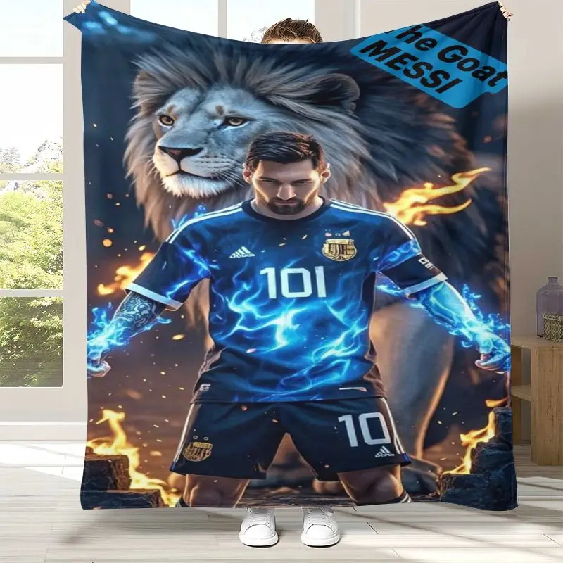 Soccer Legend M-Messi Football Star Flannel Throw Blanket,Cozy Blanket for Bed,Sofa,Living Room,Picnic,Camping,Home Decor,Gift