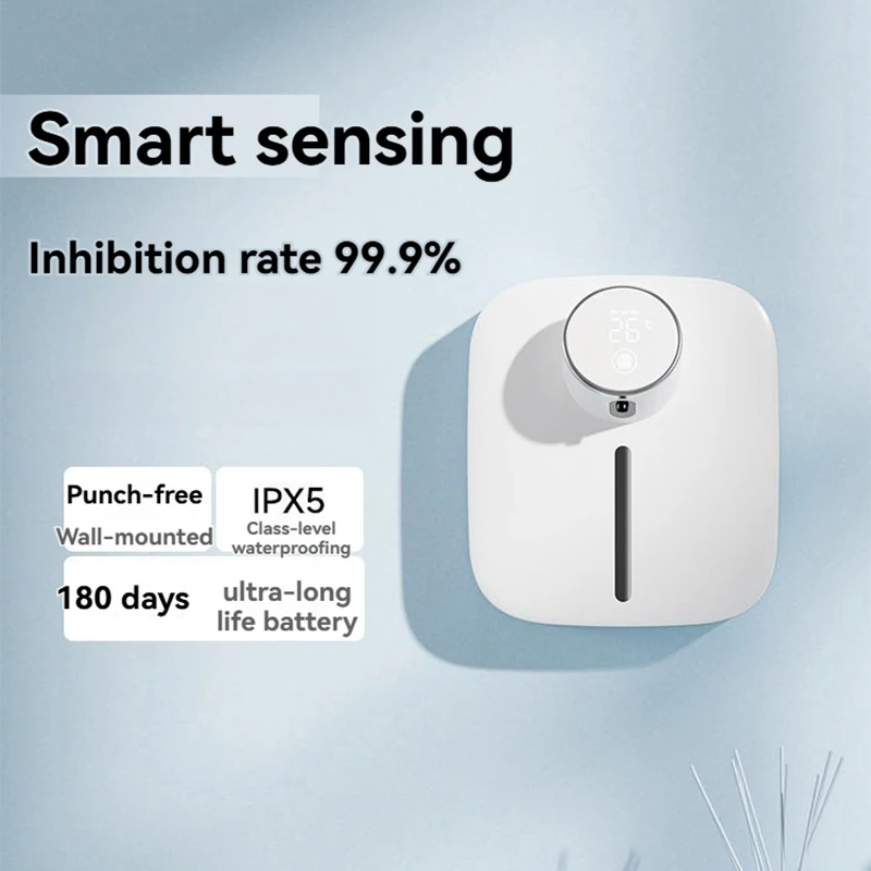 USB rechargeable temperature display wall mounted automatic soap dispenser LED digital display screen