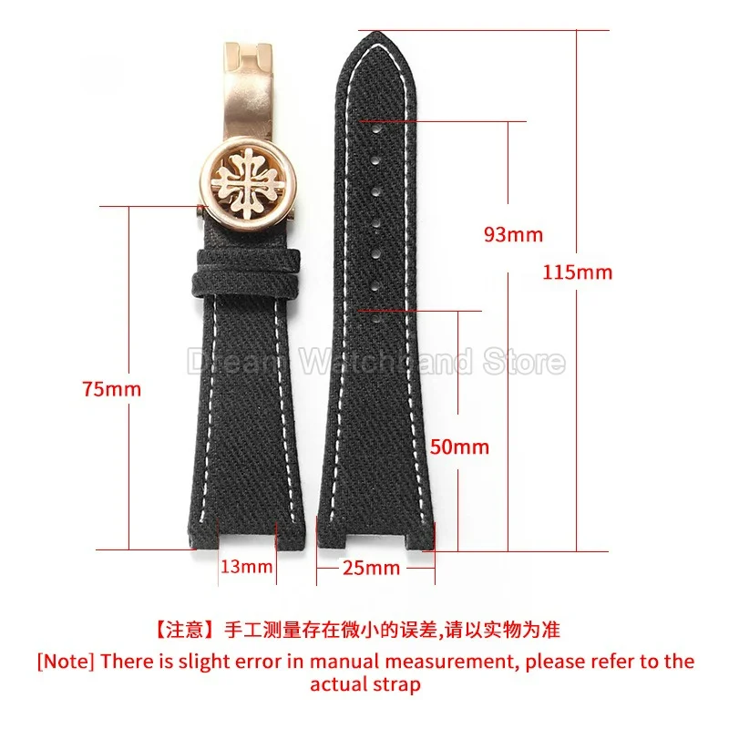 Smooth Texture Superior Breathable Watchband for Patek Philippe Nautilus 5712/5711/5980 Denim Nylon Canvas Watch Strap 25x13mm