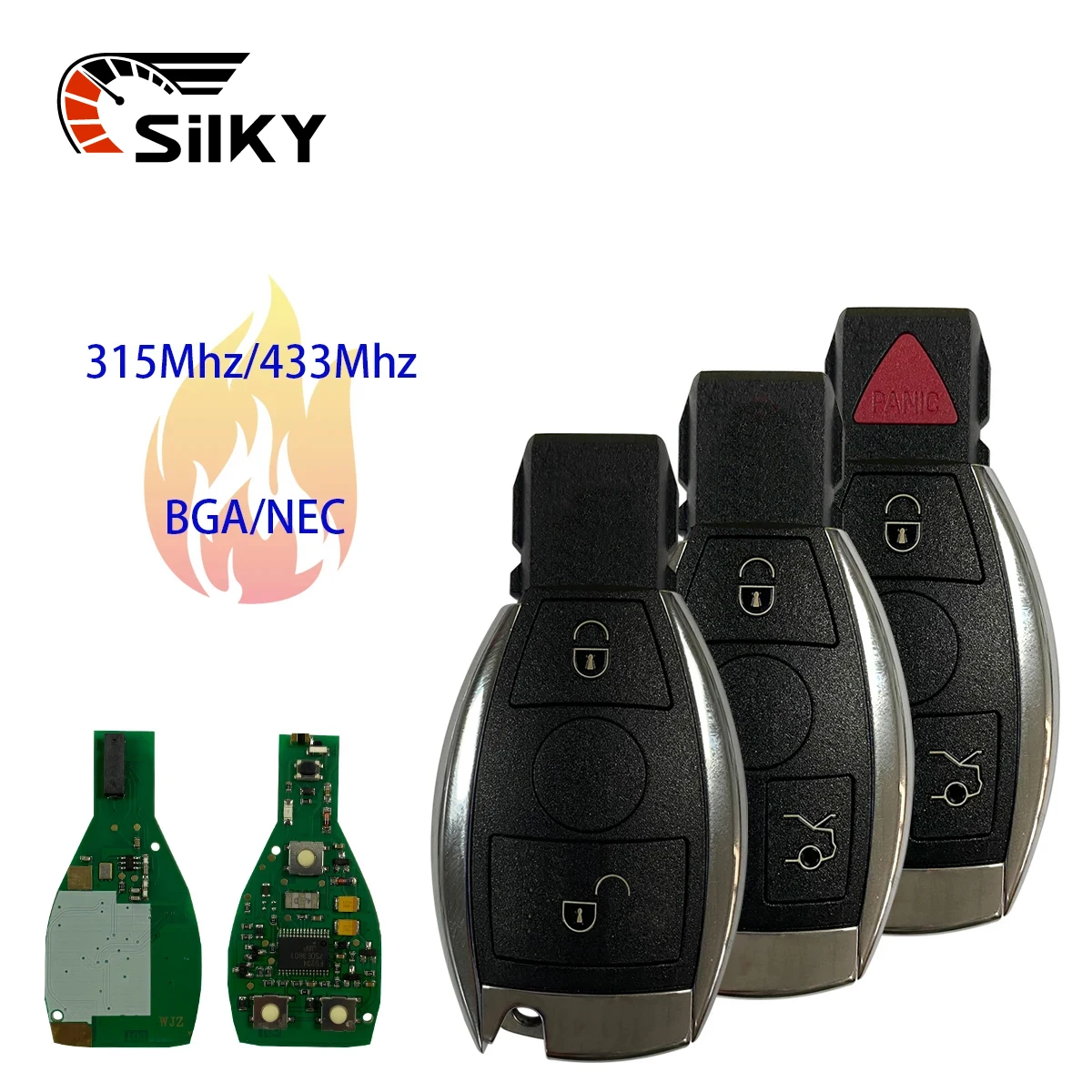 

SilKY KEY Smart Remote Control Car Key For Mercedes Benz Year 2000+ E S Class Supports Original NEC/BGA 315/433MHz 2/3/4 Butto