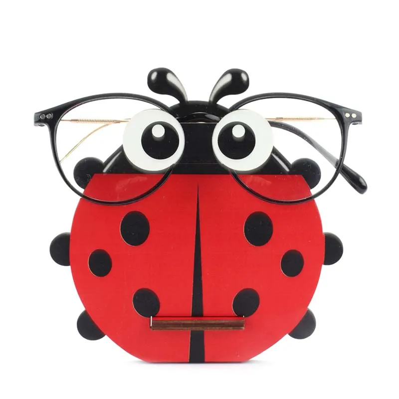 

Kawaii Ladybug Eyeglass Storage Holders Cute 3D Insects Glasses Display Stand Sunglasses Wooden Holder Organizer Showcase Decor