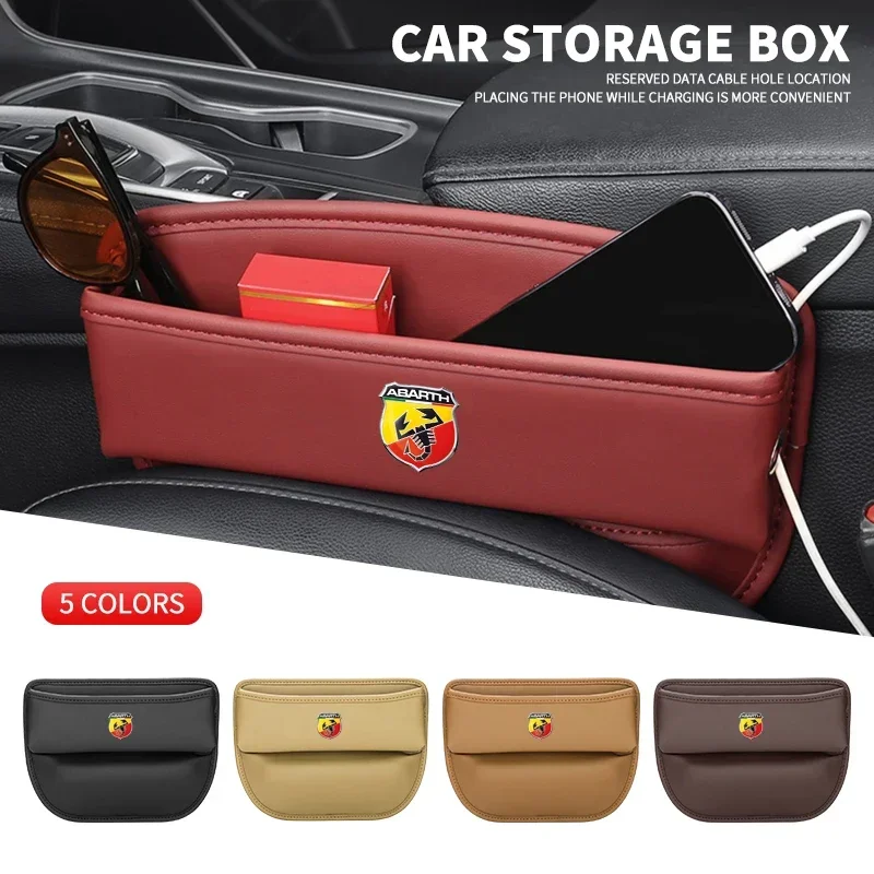 

Leather Multifunctional Auto Console Side Pocket Seat Crevice Storage Box For Abarth Scorpion 500 500e 500c1000TC 1100 595 695