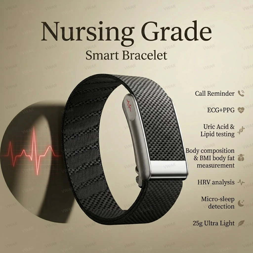 

2026 New Nursing Grade Smart Bracelet SpO2 Blood Lipid Uric Acid ECG+PPG Waterproof Band Body Temperature Sport Fitness Tracker
