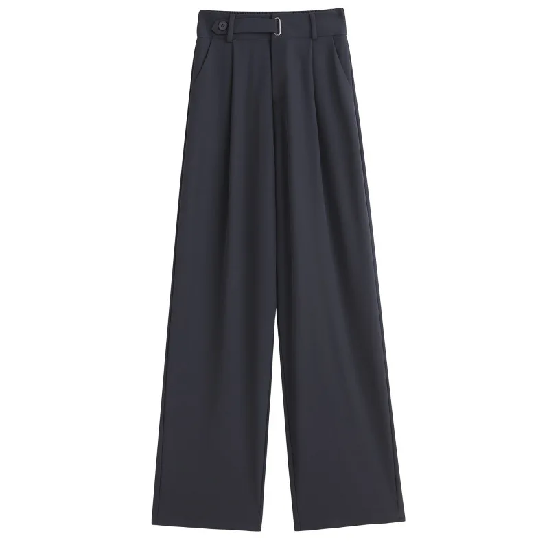 Seoulish Summer Women's Casual Pants Wide Leg Pants Elegant Office Lady 2025 New Solid Color High Waist Loose Trousers Female