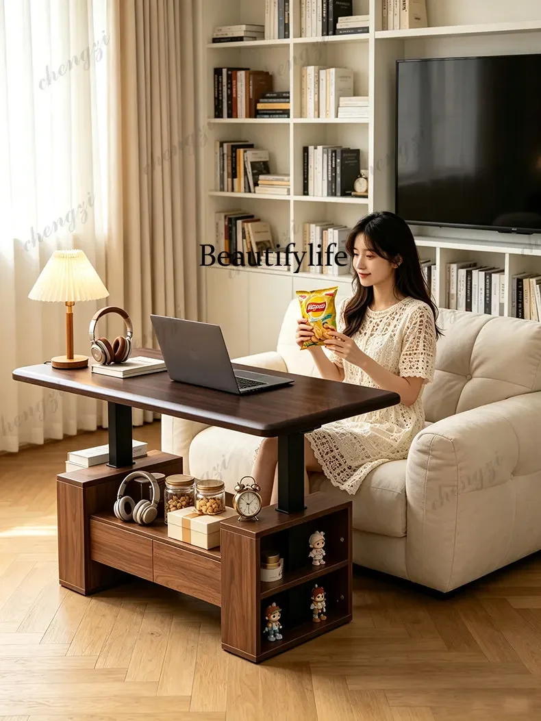 p182 Intelligent lifting table Electric lifting coffee table Household small apartment Living room Tea table Multi-function