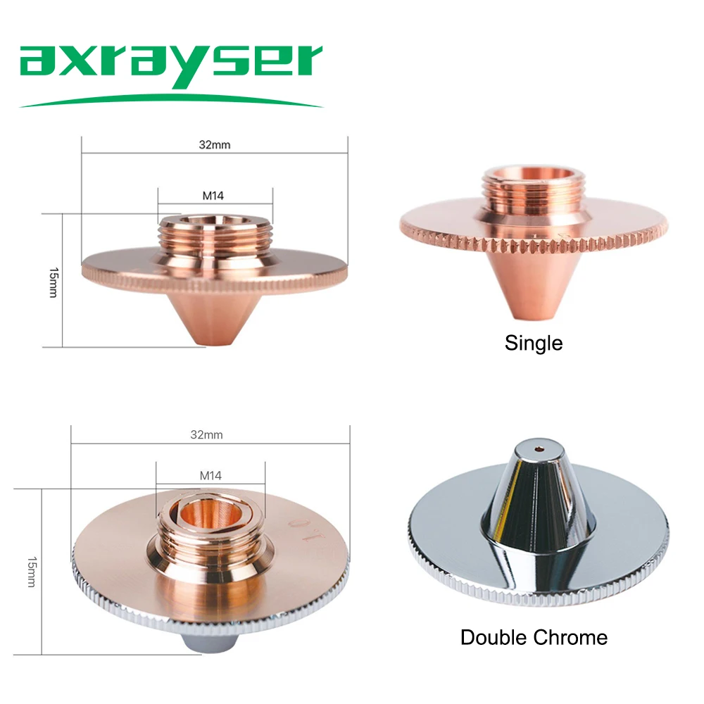 Raytools Laser Nozzles C Type Dia.32mm H15 Single Layer Chrome-Plated Double Layers for Cutting Head Parts