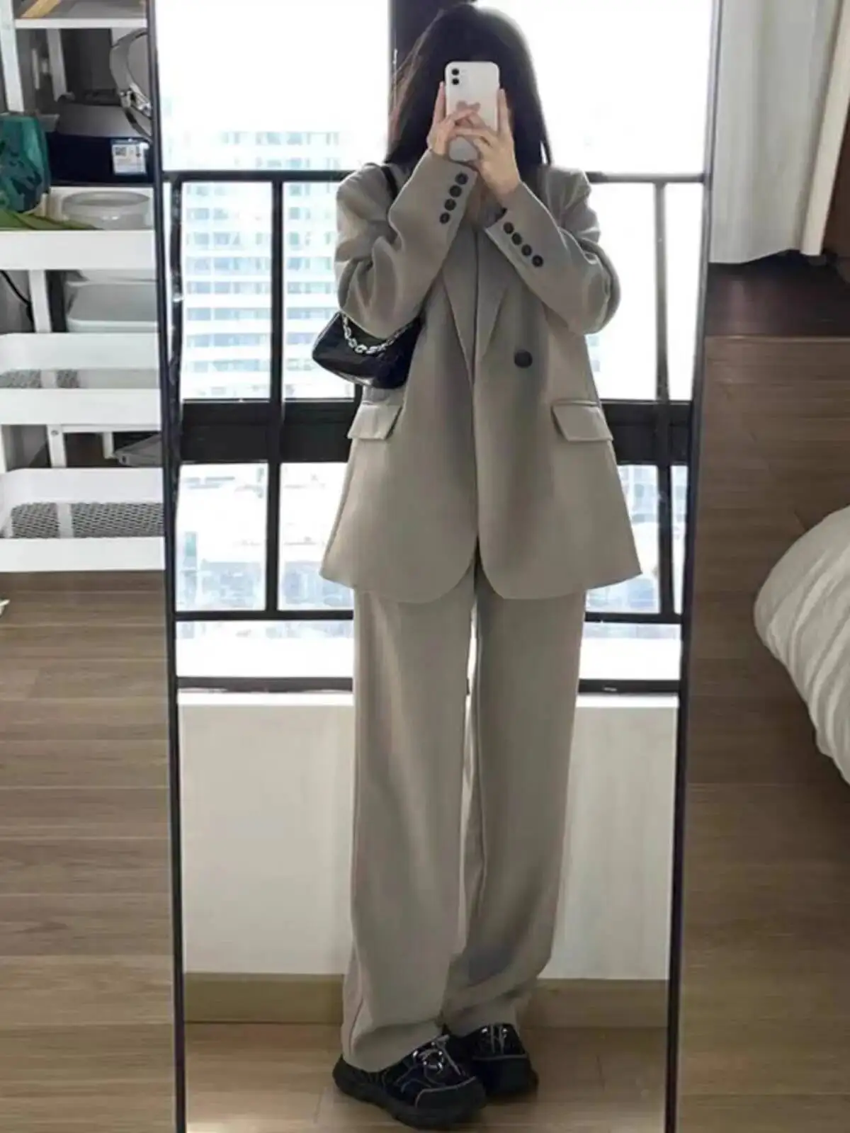 2025 Long Sleeve Wide Leg Pants Blazer Suit Office LadyTwo Piece Set Summer Business Casual Female Clothes