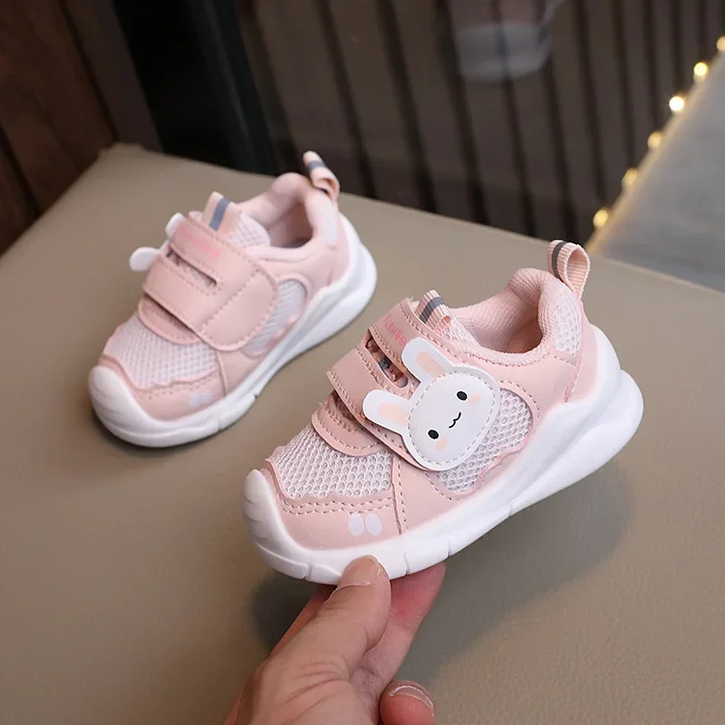 

Baby Kids Casual Sports Shoes Toes Capped Boys Girls Cute First Walking Shoes with Cute Rabbit Bear Kids Flat Shoes Anti-kick