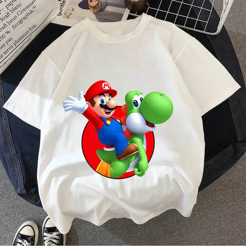 Super Mario Kids T-Shirts Short Sleeve Shirt Black White Crew Neck Dress Prints Patterns T-shirt Clothing Boys Girls Kids Gifts