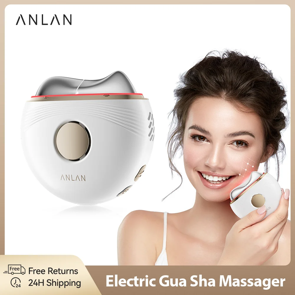 ANLAN Elettrico Guasha Massaggiatore EMS Face Lifting Rimuovere Edema Rassodante Pelle Calore Raschiando Il Corpo Terapia Cura Della Pelle