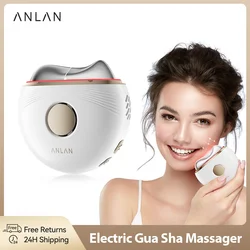 ANLAN Masseur électrique Guasha Lifting du visage EMS Suppression des œdèmes Raffermissement de la peau Chaleur par motte Thérapie de grattage du corps Appareil de beauté pour les soins de la peau