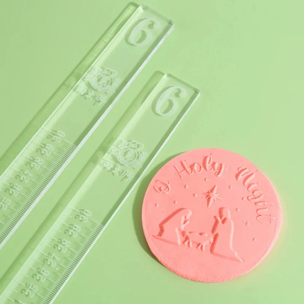 2Pcs Biscuit Cake Rolling Tool Acrylic Balance Ruler Fondant Smoother Thickness Ruler Rolling Pin Guide Stick Baking Accessories