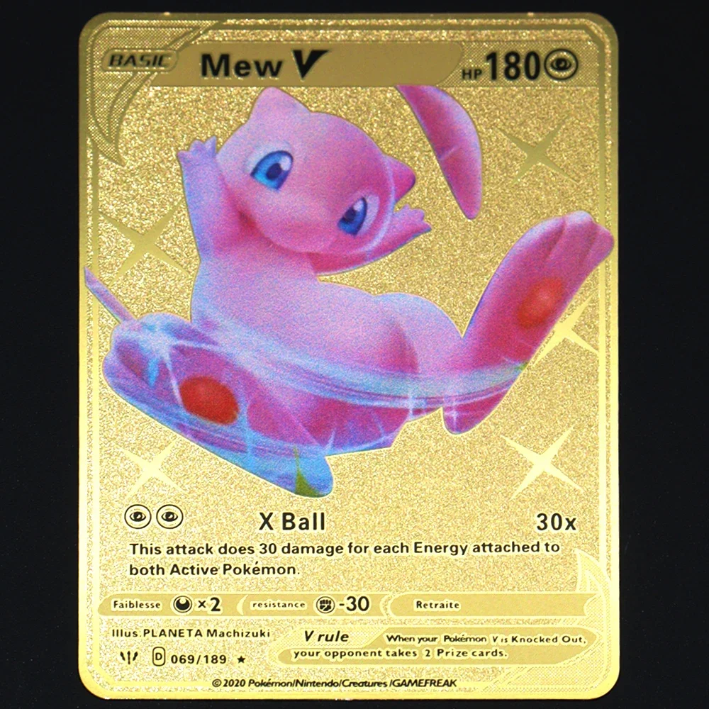 Pokemon High Combat Power 183200HP Golden Black English French Metal Rare Collectible Card Vmax Mega GX Pikachu Charizard Mewtwo