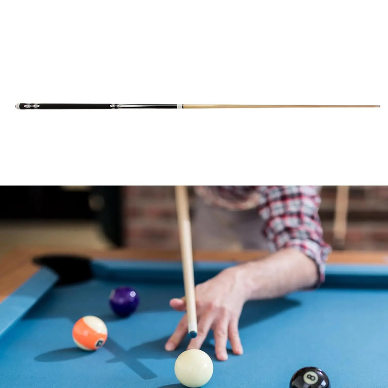 

Pool Cue Portable 13 mm Tip Nine Ball Two Section Wood Billiard Cue Stick for Men Women Adults Starters Competition Pool Game