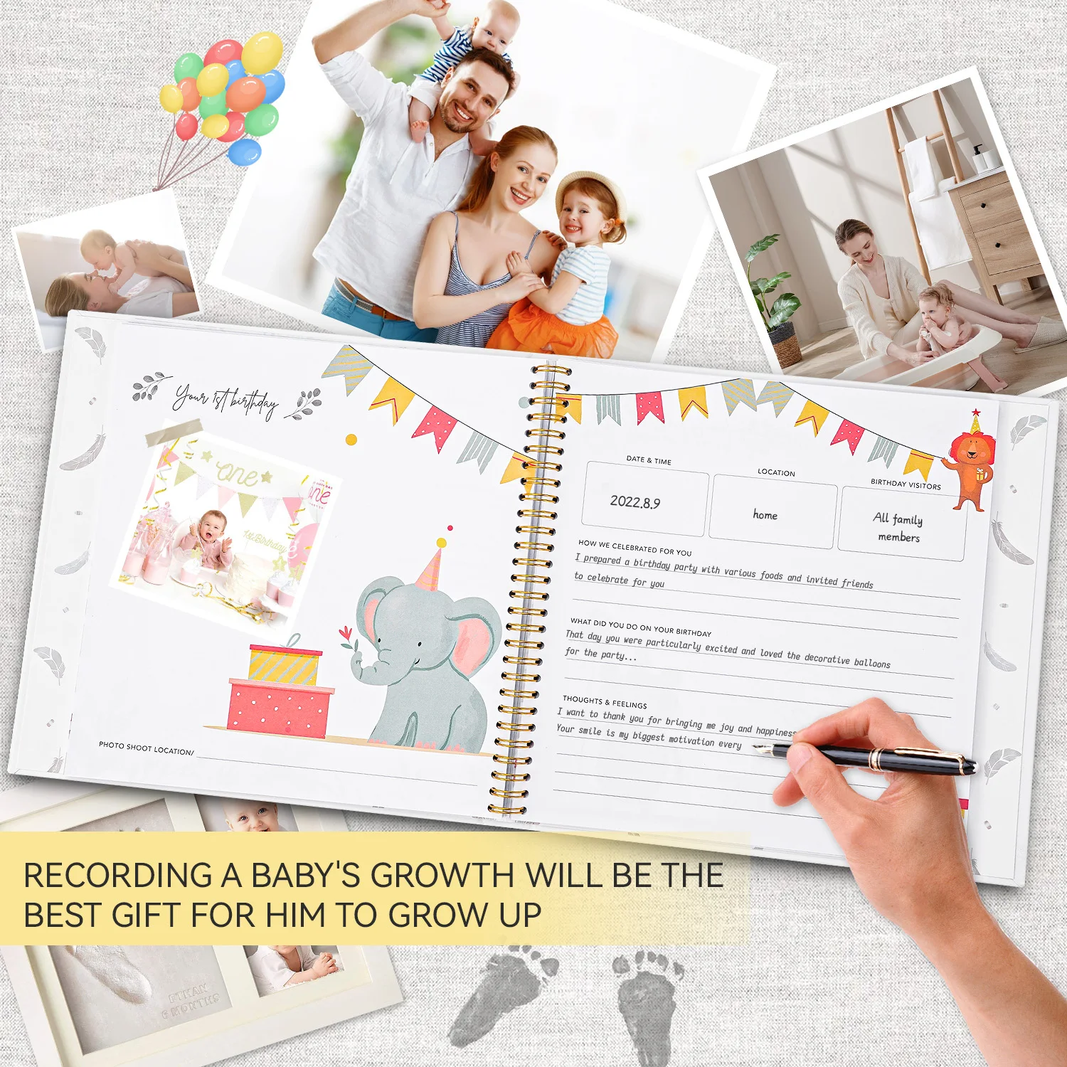 Baby Pregnancy Memory Book DIY Family Kids Record Growth Photo Album First Year Scrapbook Album Baby Memory Book For New Parents