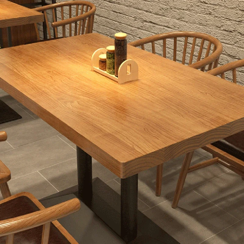 Nordic Milk Tea Shop Cafe Restaurant Two Table Metal Legs Solid Wood Tabletop Square Table Dining Chair Home Furniture