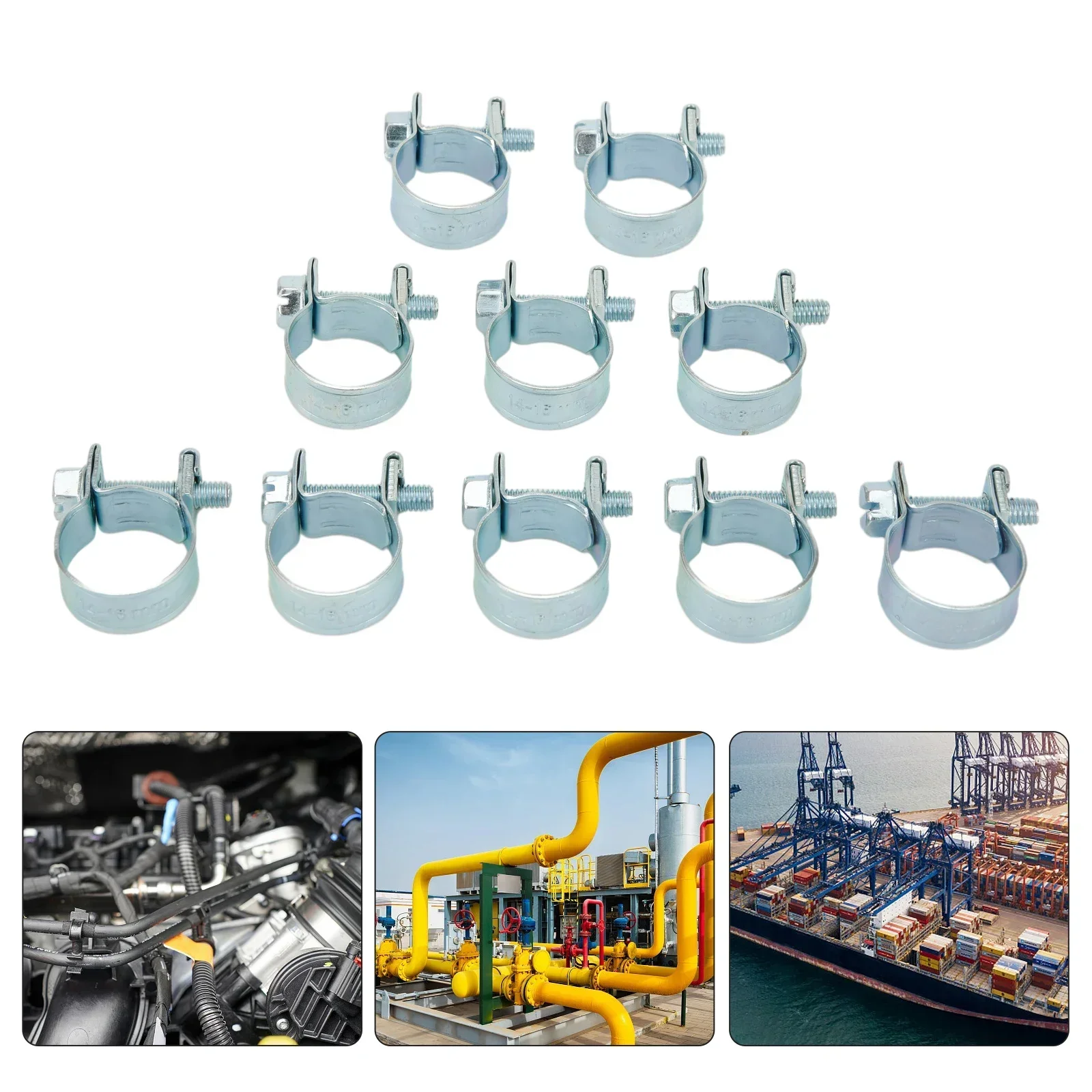 10x Fuel Line Jubilee Hose Clips Clamp Diesel Petrol Pipe Coolant Radiator Carbon Steel Galvanized Hose Clamp