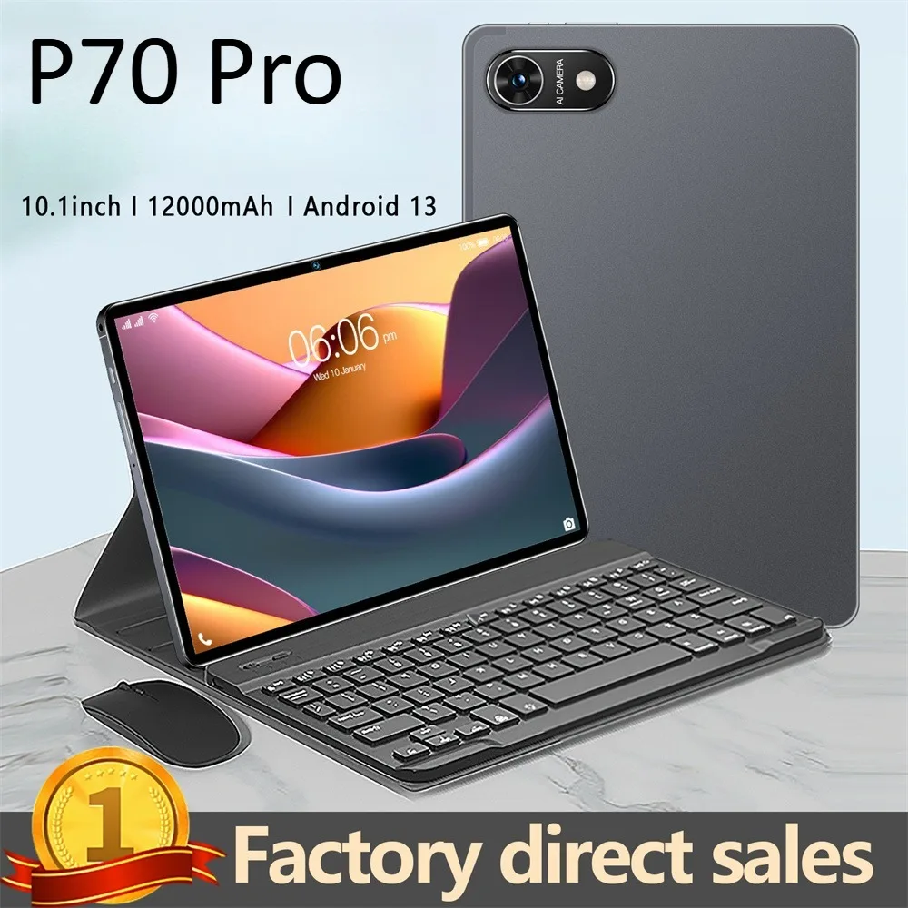 

Горячий новый оригинальный планшет Pad P70 Pro 10,1 дюйма, 5G, Dual SIM, Android 13, планшеты, 12000 мАч, детский планшетный ПК с клавиатурой, ноутбуком