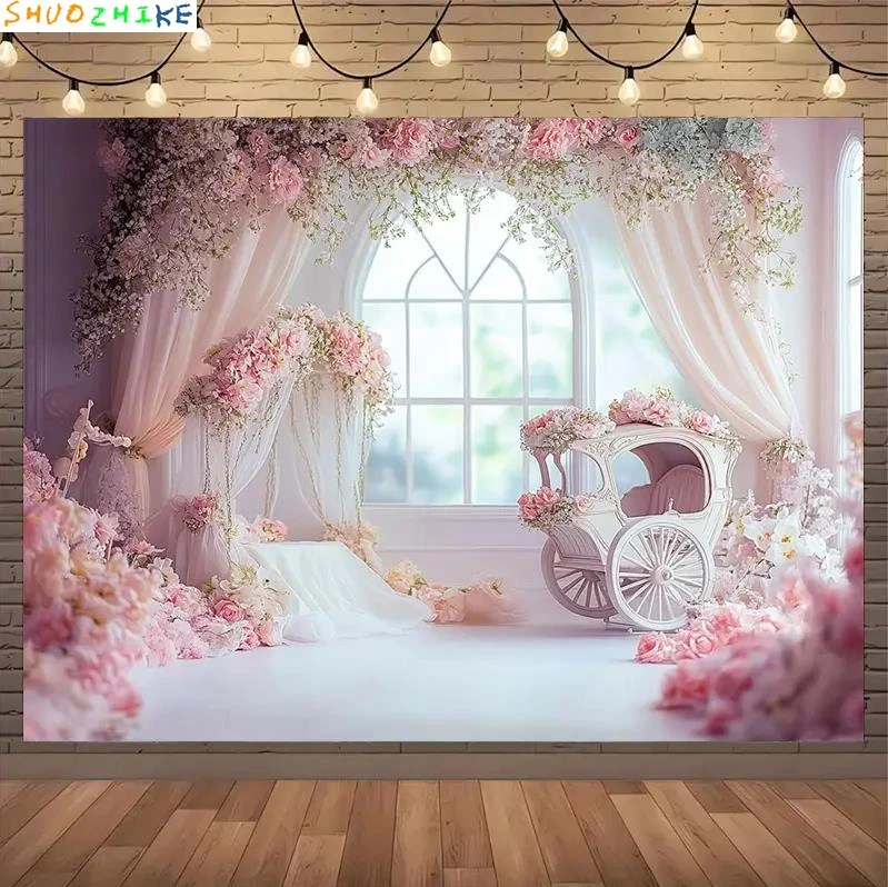 

Baby Shower Happy Birthday Party Photography Backdrops Newborn Kids Air Balloon Princess Tropical Jungle Photo Background BB-49
