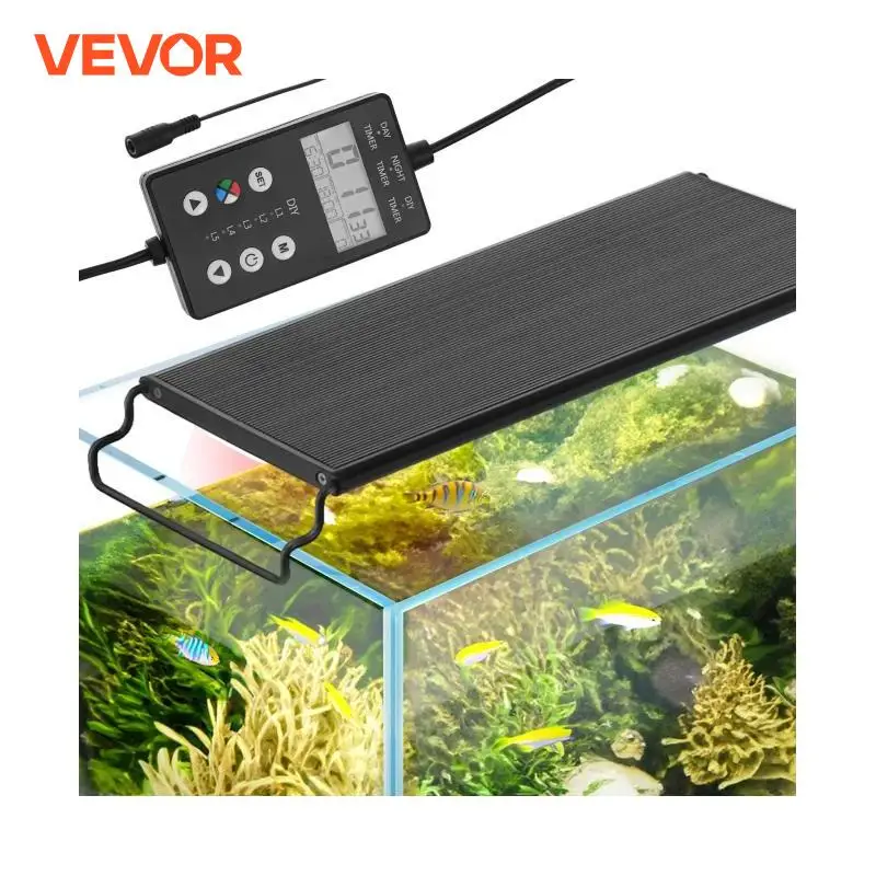 

VEVOR Aquarium Light with LCD Monitor, 14W Full Spectrum Fish Tank Light with 24/7 Natural Mode, Adjustable Brightness