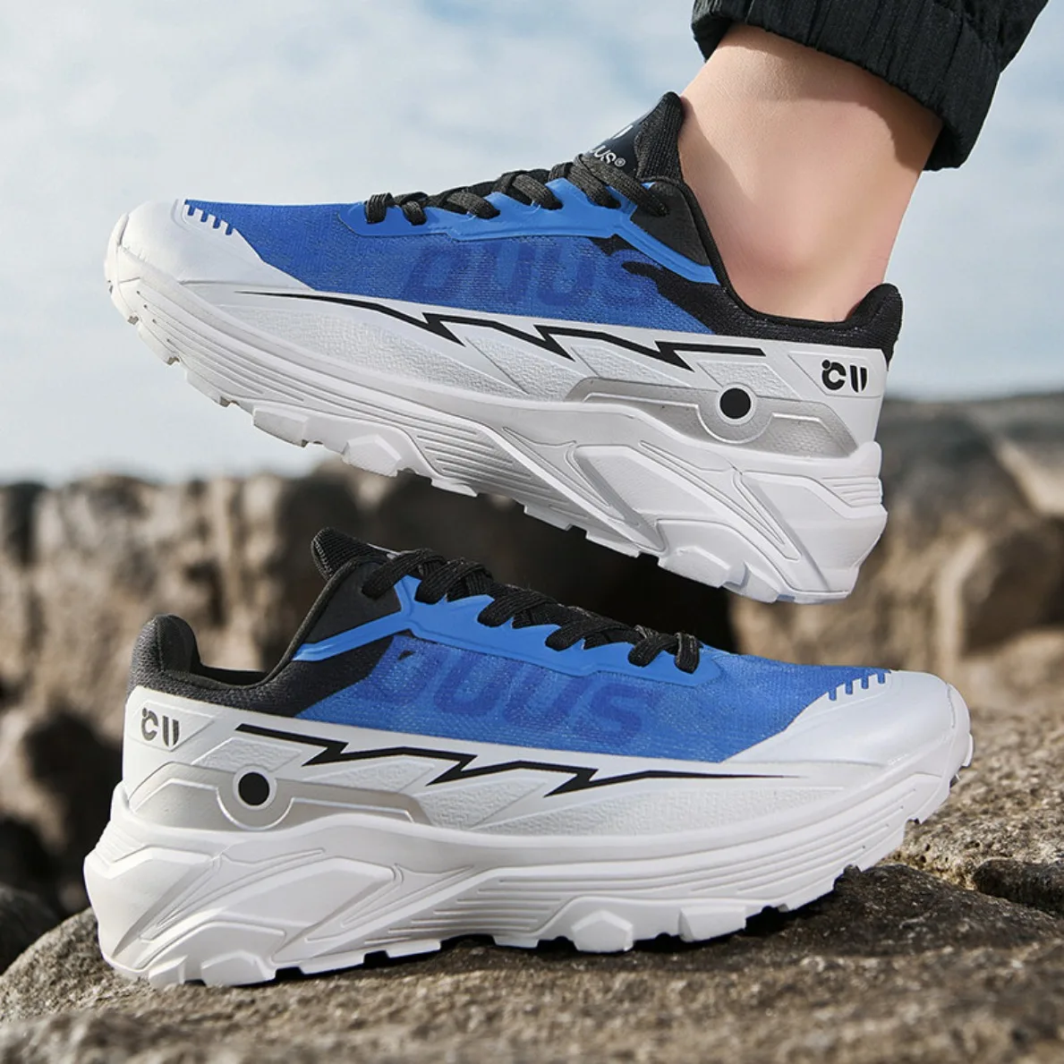2026 Men Thick Sole Running Shoes Shock Absorbing High Elastic Sneakers Outdoor Hiking Trail Sports Shoes