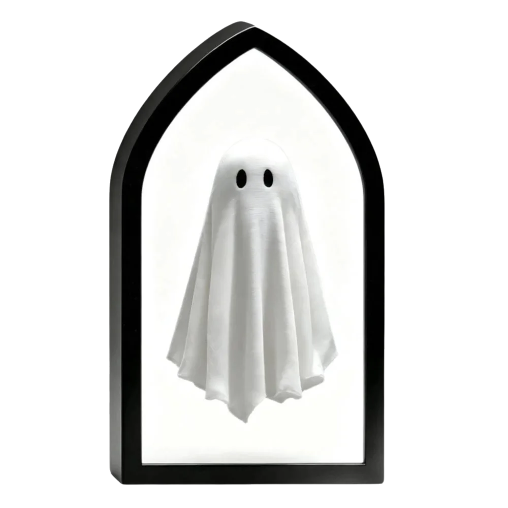 LED Light Up Ghost Mirror Floating Ghost Wooden Frame Hologram Ghost Mirror Holographic Lighted Illusion Mirror Halloween Party