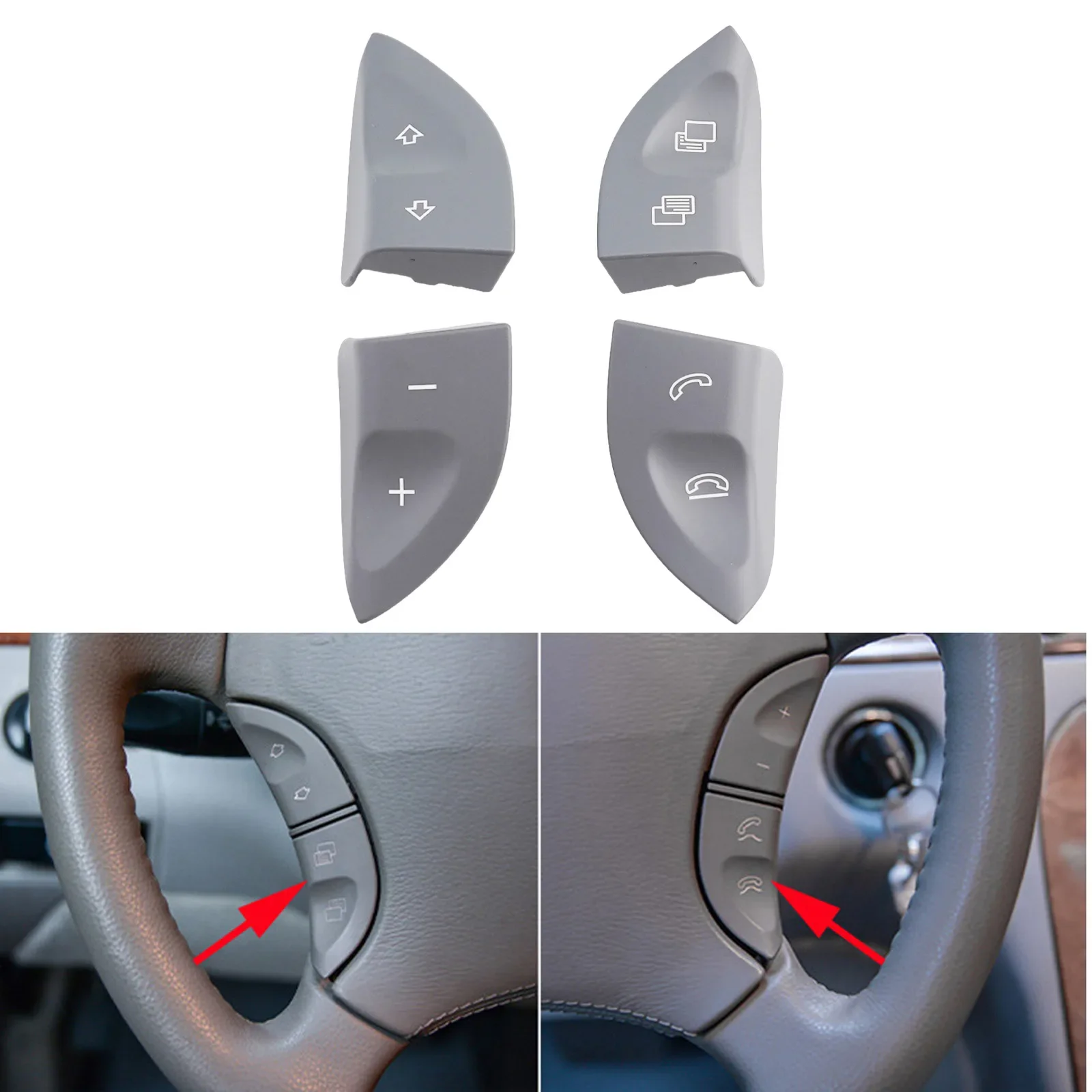 

Plastic Grey Button Switch Cover Easy Installation Steering Wheel Control Accessories Car Parts Replacement Spare