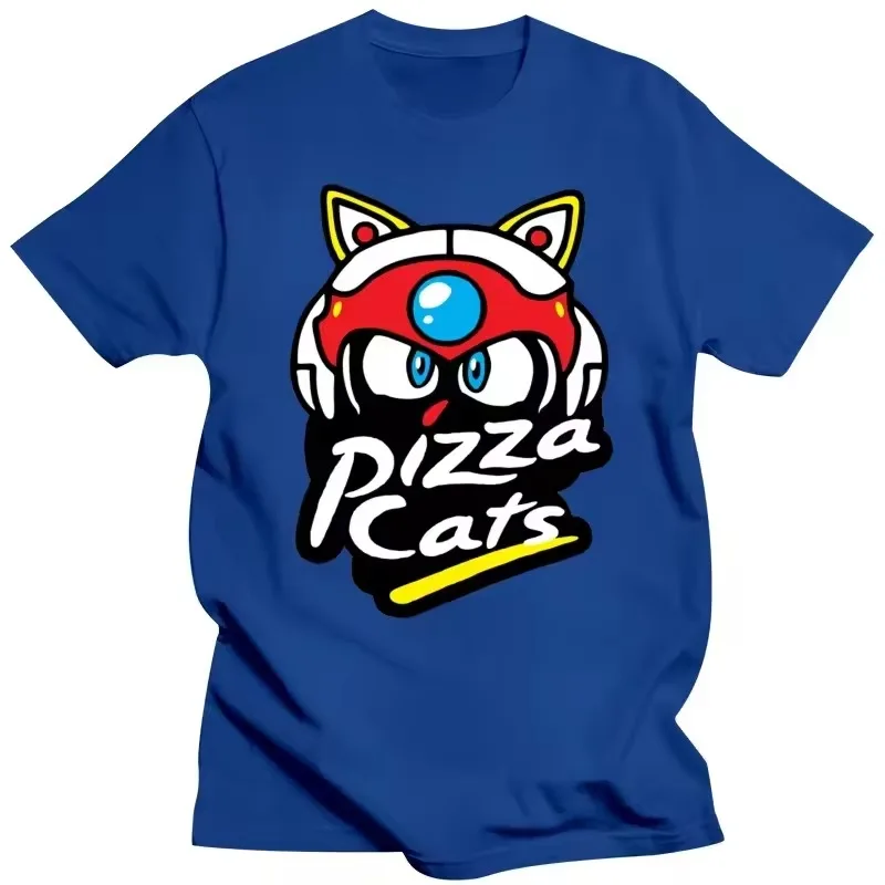 Pizza Cats Tshirt Men Cotton Vintage Tee Shirts Crewneck Samurai Pizza Cats Tees Tops Graphic